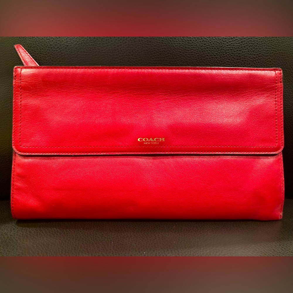 COACH red clutch wallet purse